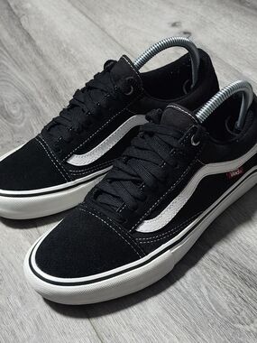Vans Old Skool Pro Skate Black Suede W/ White Stripe Womens Size 9 Mens Size 8